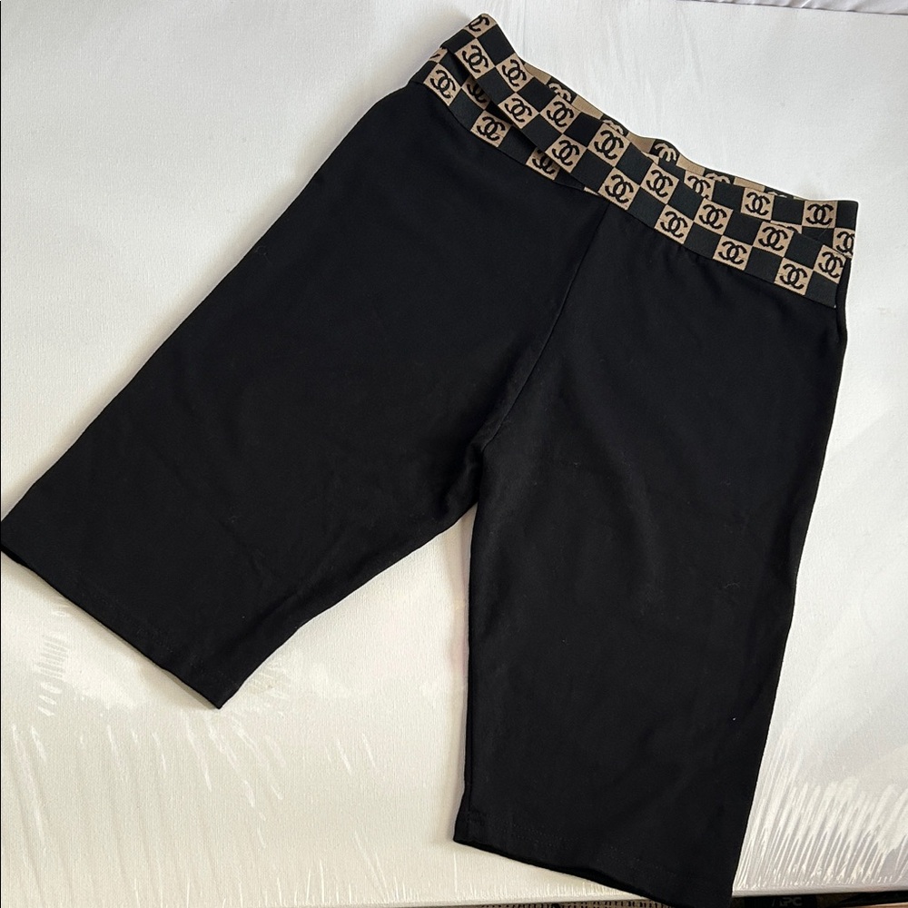 Black Shorts with Logo Waistband